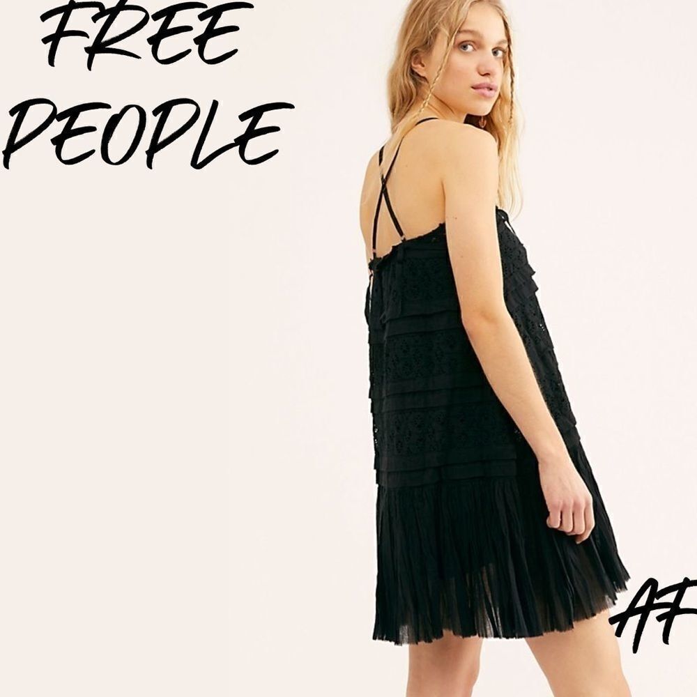 FREE PEOPLE SHAILEE SLIP DRESS BLACK - Picture 2 of 11